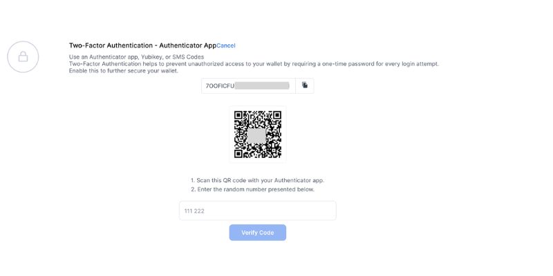 Enable 2FA on your crypto wallet